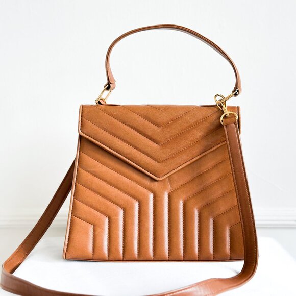 Vintage YSL Top Handle Leather Bag Brown - Picture 2 of 16